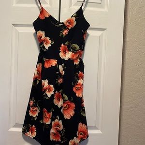 Small navy blue mini dress spaghetti straps MONTEAU